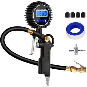 مقياس ضغط الإطارات الرقمي من AVID POWER، منفاخ الإطارات مع مقياس الضغط 200 رطل لكل بوصة مربعة، ظرف هواء شديد التحمل، وصلة توصيل سريعة لضاغط الهواء، دقيق للغاية، مقياس ضغط مع جهاز تفريغ الهواء in Kuwait
