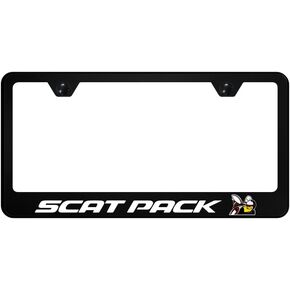 Au-TOMOTIVE GOLD, INC. Officially Licensed UV Print Logo on Black Polycarbonate License Plate Frame for Scat Pack