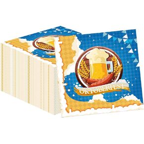 40 pcs Oktoberfest Paper Napkins Oktoberfest Party Napkins Happy Oktoberfest Party Napkins for Oktoberfest Festival Table decorations Supplies 6.5 * 6.5IN