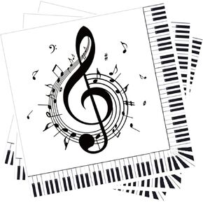 40Pcs Music Napkins Music Notes Paper Napkins Music Notes Party Supplies Music Notes Party Napkins Piano Keyboard Cocktail Napkins Music Themed Napkins for Karaoke Music Birthday Party Decorations