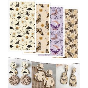 Puocaon Polymer Clay Transfer Paper - Mystic Moth Transfer Paper for Polymer Clay, Boho Celestial Moth Polymer Clay Transfer Sheets, Butterfly Water Transfer Paper for Polymer Clay Earrings (20 pcs)