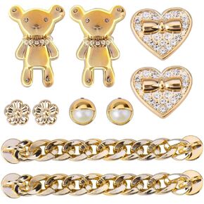 Pin Charms for Socks Fashion Crystal Rhinestone Shoes Charms Pearl Chain DIY Sandals Decoration for Women, Party Favors Birthday Gifts