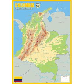 Colombia Physical Poster Map - 23.3 x 16.5 Inches - Paper Laminated