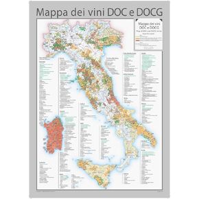 Geo4Map Italy DOC and DOCG Wines Wall Map - English and Italian - 28" x 39" Full Color Uncoated Paper
