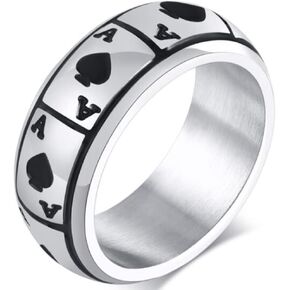 Jude Jewelers 8mm Stainless Steel Back Ace Spade Poker Wedding Games Promise Statement Cocktail Party Biker Ring
