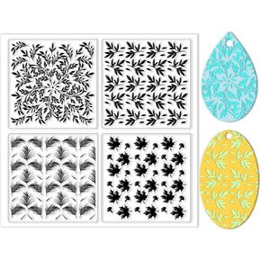 CHGCRAFT Polymer Clay Texture Sheets Leaves Flowers Bushes Clay Texture Mat Silicone Texture Clay Modeling Pattern Pad Silicone Clay Texture Mat for Polymer Clay Making Earrings Jewelry 5.5x5.5inch