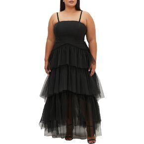 City Chic Plus Size Maxi Dress Tulle Sweetheart, Black