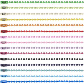 150PCS Ball Chain, 2mm Metal Ball Chain Necklace with Connectors Ball Chain Keychain for Dog Tag DIY Craft Jewelry Making Hanging Christmas Decoration (15 Colors)