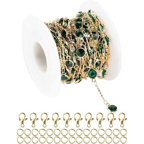 YOUBEIYEE 9.8 Feet Colorful Enamel Clover Jewelry Chains Bulk Gold Plated Brass Chain for Jewelry Making Fun Decoration Craft Chain