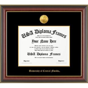 - إطار دبلوم مرخص من جامعة سنترال فلوريدا - يناسب فقط درجة البكالوريوس مقاس 8.5 × 11 بوصة - زخرفة ذهبية من الكرز الماهوجني لامعة مع طلاء من جلد الغزال الأسود - ميدالية ختم ذهبية in Kuwait