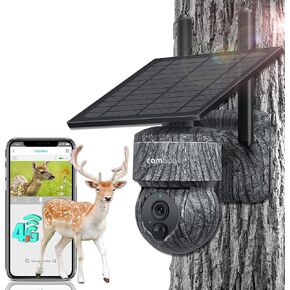 camsugor 4G LTE Cellular Trail Cameras with Live-Streaming Motion Activated 360° Full View 2K 4MP Solar Wildlife Deer Games Camera for Hunting Night Vision Infrared Camera no WiFi IP66 Waterproof