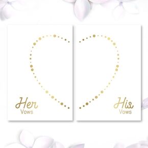 Wedding Vow Books, His and Hers, Bride & Groom Booklet Officiant Wedding Journal for Ceremony, Love Letter, 28 Pages Each, 5.9" X 3.94", Set of 2