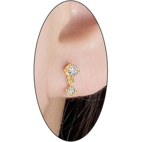 Small 14k Gold Stud Earrings, Hypoallergenic Cubic Zirconia Helix Piercing Statement Earrings for Women Teen Girls, Trendy Dainty Jewelry Gifts