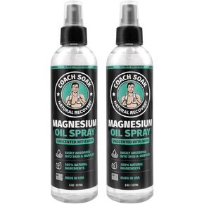 Coach Soak Magnesium Oil Spray with MSM for Extra Benefits - Large 8oz Size - Extra Magnesium Chloride Strength - 100% Pure Topical Magnesium Spray - Made in USA (Unscented)
