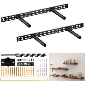 𝙐𝙥𝙜𝙧𝙖𝙙𝙚 34 in Floating Shelf Hardware - 34"x8" Wall Mounted Hidden Brackets, 2Pcs Thickened Solid Steel Floating Shelf Brackets 3-Year Service
