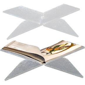Aibili Acrylic X-Shaped Book Stand for Displaying Recipe Books, Magazines, Textbooks, and Bibles. As an Art Display Stand, It Can Be Used As A Nightstand Book Holder Or Decor Books for Coffee Table.
