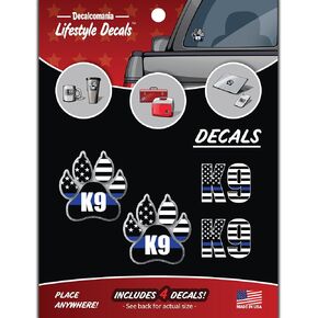 Thin Blue Line Police Skull Decal - Large 6.25" Police Car Sticker Vinyl Decal for Truck Window Bumper Laptop US Flag