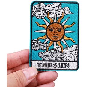 The Sun Tarot Card Fortune Telling 3.6" Iron On Embroidered Thermoadhesive Patch for Clothing