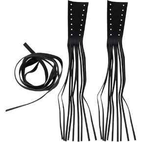 Garneck Motorcycle Lever Tassels Fringe Leather Motorcycle Lever Handlebar Throttle Brake Clutch Grip Covers Wraps
