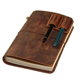 D&M leather studio A5 A6 Travelers Notebook Cover with Inner Pockets,5 x 8 inch Card Slots and Pen Holder (Inches, A5-8.3 x 5.8)