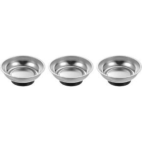HARFINGTON 3pcs Round Magnetic Tray 3" x 1" Stainless Steel Magnet Tool Tray Parts Holder for Socket Screw Nuts Bolts Pin Washers Metal Parts