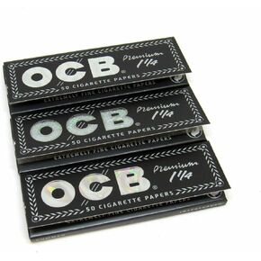 OCB Rolling Papers Premium 1 1/4 - 150 Papers - Natural Flax Plant Fibers, Plant Based, Ultrafine and Nearly Transparent - 3 Packs of 50 - Made in France from Sustainable Forest Products - RP337