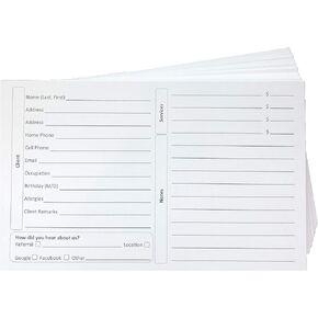 Hair Salon Client Profile Cards (Pack of 50, 5X8 Inch, Premium Card Stock) Hair Stylist Client Cards for Hairdresser, Client Information Record Cards