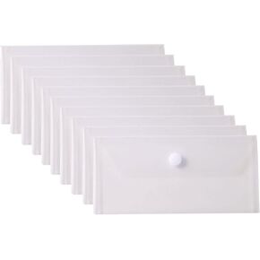 Clear Plastic Cash Envelopes 3.9 x 7.8 Money Pouch Bank Deposit Bag Check Wallet 40 Pack Hook Loop Closure