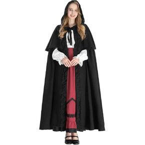 Nuoqi Renaissance Cloak with Hood Women Medieval Cloak Halloween Cosplay Knight Gothic Witch Cape