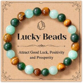 Manifests What You Desire Bracelets, Natural Crystal Stone Bracelets Attracts Abundance Energy as Spiritual Gifts for Women with Quote Card