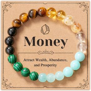 Manifests What You Desire Bracelets, Natural Crystal Stone Bracelets Attracts Abundance Energy as Spiritual Gifts for Women with Quote Card