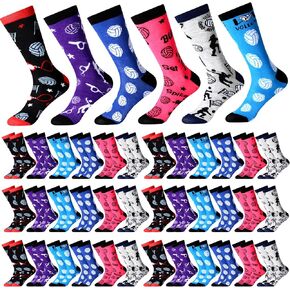 JaGely 36 Pairs Novelty Music Bowling Volleyball Socks Gift Funny Sports Gift Bowling Music Note Gifts for Music Lovers Women
