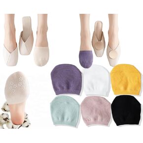 CHUNFO Womens No Show Socks Half Palm Toe Topper Liner NonSlip Seamless Loafer Heel Sock Cotton Size 5-11 5 & More Pairs
