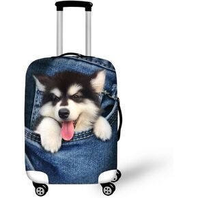 Travel Luggage Cover Brilliant Colors Spandex Luggage Protector (L 26"-30" Cover) Pocket dog