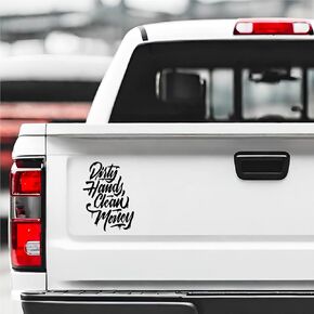 GRITKULTURE Dirty-Hands-Clean-Money Decal Sticker for Vehicle Truck Bumper Cars Window Wall Mirror Decoration (White)