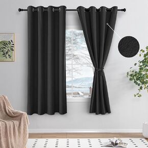 Hiasan Yellow Velvet Curtains 90 inches Length 2 Panels - Luxury Room Darkening Curtains for Bedroom Living Room, Thermal Insulated Super Soft Grommet Window Drapes with Tiebacks, 52 inches Width