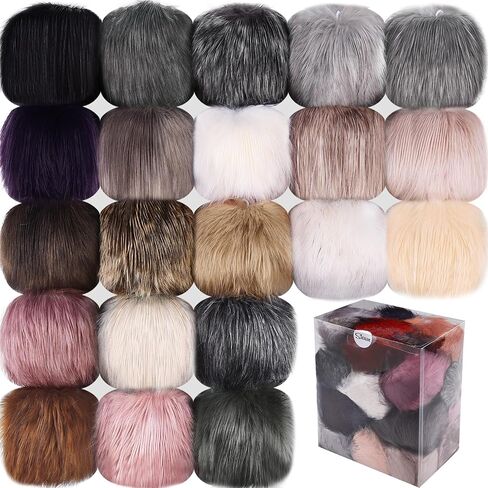 SIQUK 21 Pieces 6 Inch Faux Fur Pom Pom for Hats, Large Faux Fur Pom Pom Balls Fluffy Pom Pom with Elastic Loop for Bags Scarves Keychains Gloves DIY Crafts in Kuwait