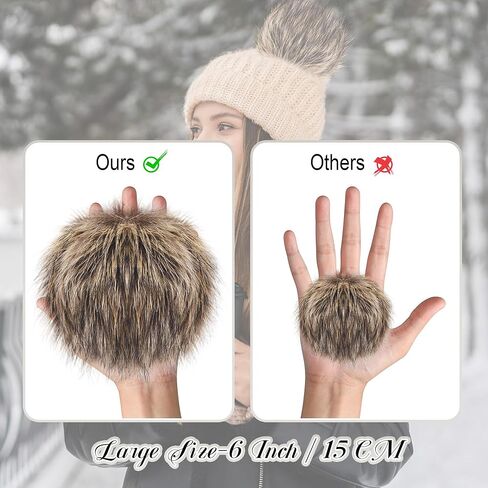 SIQUK 21 Pieces 6 Inch Faux Fur Pom Pom for Hats, Large Faux Fur Pom Pom Balls Fluffy Pom Pom with Elastic Loop for Bags Scarves Keychains Gloves DIY Crafts in Kuwait