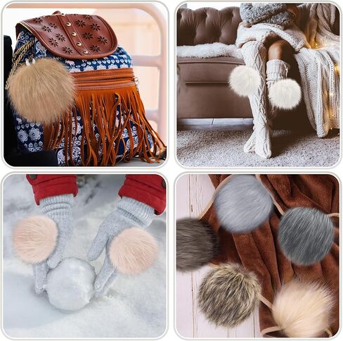 SIQUK 21 Pieces 6 Inch Faux Fur Pom Pom for Hats, Large Faux Fur Pom Pom Balls Fluffy Pom Pom with Elastic Loop for Bags Scarves Keychains Gloves DIY Crafts in Kuwait