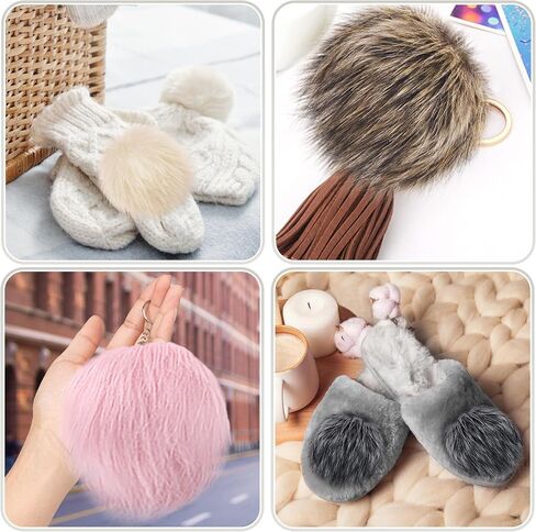 SIQUK 21 Pieces 6 Inch Faux Fur Pom Pom for Hats, Large Faux Fur Pom Pom Balls Fluffy Pom Pom with Elastic Loop for Bags Scarves Keychains Gloves DIY Crafts in Kuwait