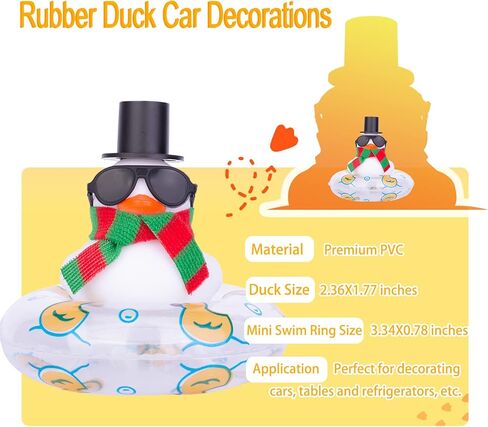 سيارة مطاطية لوحة القيادة بطة فريدة من نوعها زينة سيارة بطة ملحقات زينة السيارة مع قلادة حلقة السباحة والنظارات الشمسية in Kuwait