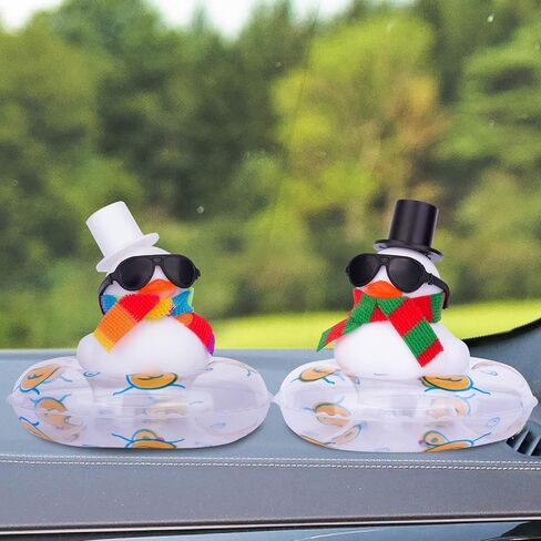 سيارة مطاطية لوحة القيادة بطة فريدة من نوعها زينة سيارة بطة ملحقات زينة السيارة مع قلادة حلقة السباحة والنظارات الشمسية in Kuwait