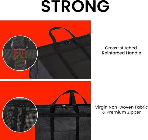 حقيبة تبريد معزولة من NZ home وجهاز تسخين الطعام (XL Plus، 4 عبوات) لتوصيل الطعام وتسوق البقالة مع جزء علوي بسحاب، أسود in Kuwait