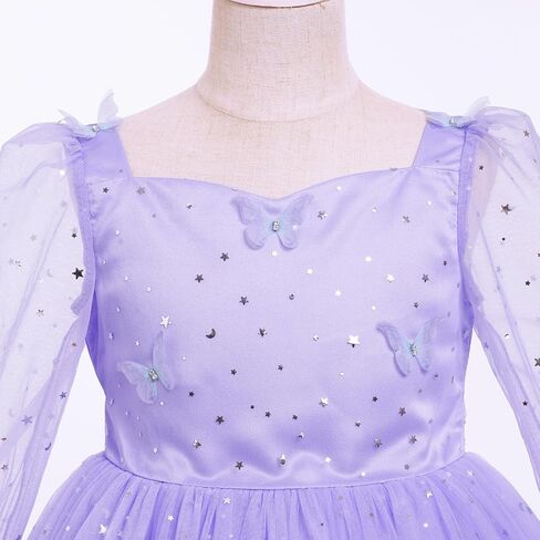 IMEKIS Kids Girls Birthday Princess Dress Mesh Long Sleeve Sparkle Butterfly Stars Tulle Pageant Formal Party Dresses in Saudi Arabia