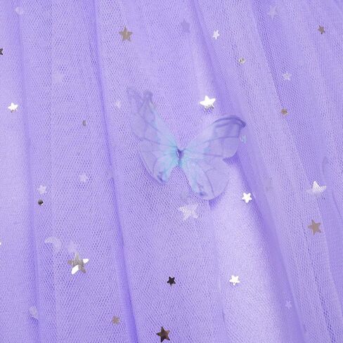 IMEKIS Kids Girls Birthday Princess Dress Mesh Long Sleeve Sparkle Butterfly Stars Tulle Pageant Formal Party Dresses in Saudi Arabia
