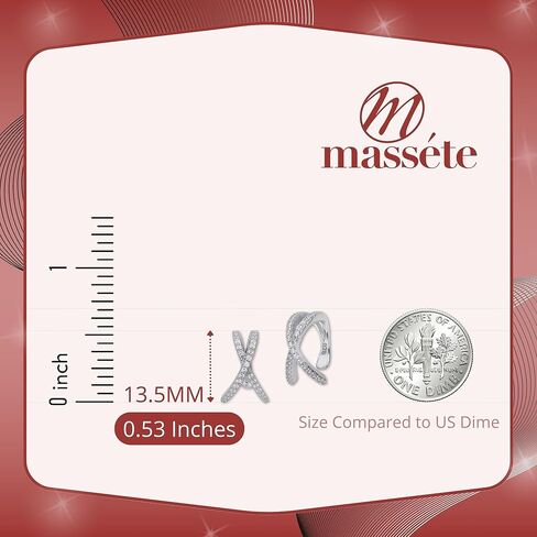 أقراط حلقية من الفضة الإسترليني متقاطعة مع ألماس مقلد غضروف الأذن للآذان غير المثقوبة in Kuwait