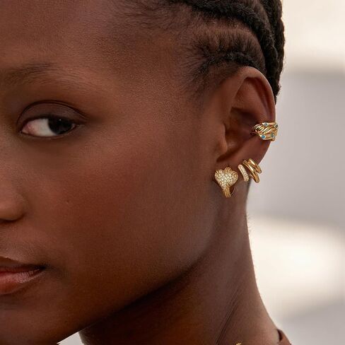 MYEARS Women Ear Cuff Earring Gold Non Pierced Cartilage Clip on Open Wrap Turquoise 14K Gold Plated Simple Hypoallergenic Everyday Jewelry in Saudi Arabia
