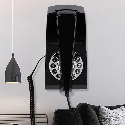 Landline Phones for Home, Corded Wall Phone, Retro House Phone for Seniors, Basic Trimline Corded Phone, No AC Power Required, Wall-Mountable Telephone (Black) in Saudi Arabia