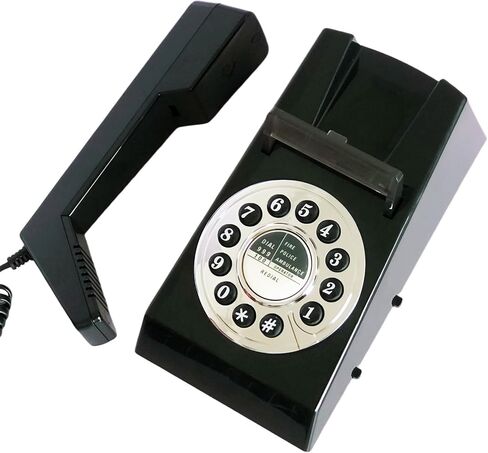 Landline Phones for Home, Corded Wall Phone, Retro House Phone for Seniors, Basic Trimline Corded Phone, No AC Power Required, Wall-Mountable Telephone (Black) in Saudi Arabia