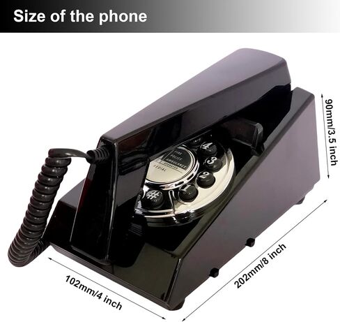 Landline Phones for Home, Corded Wall Phone, Retro House Phone for Seniors, Basic Trimline Corded Phone, No AC Power Required, Wall-Mountable Telephone (Black) in Saudi Arabia